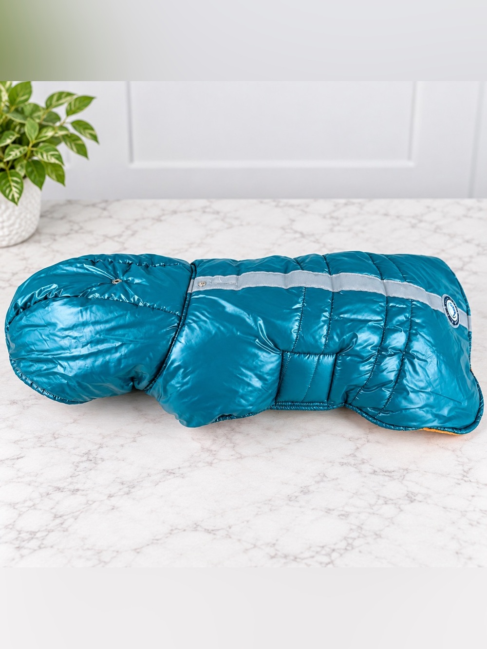 Silver Paw S/M Teal Orange Insulated Winter Dog Coat Reflective